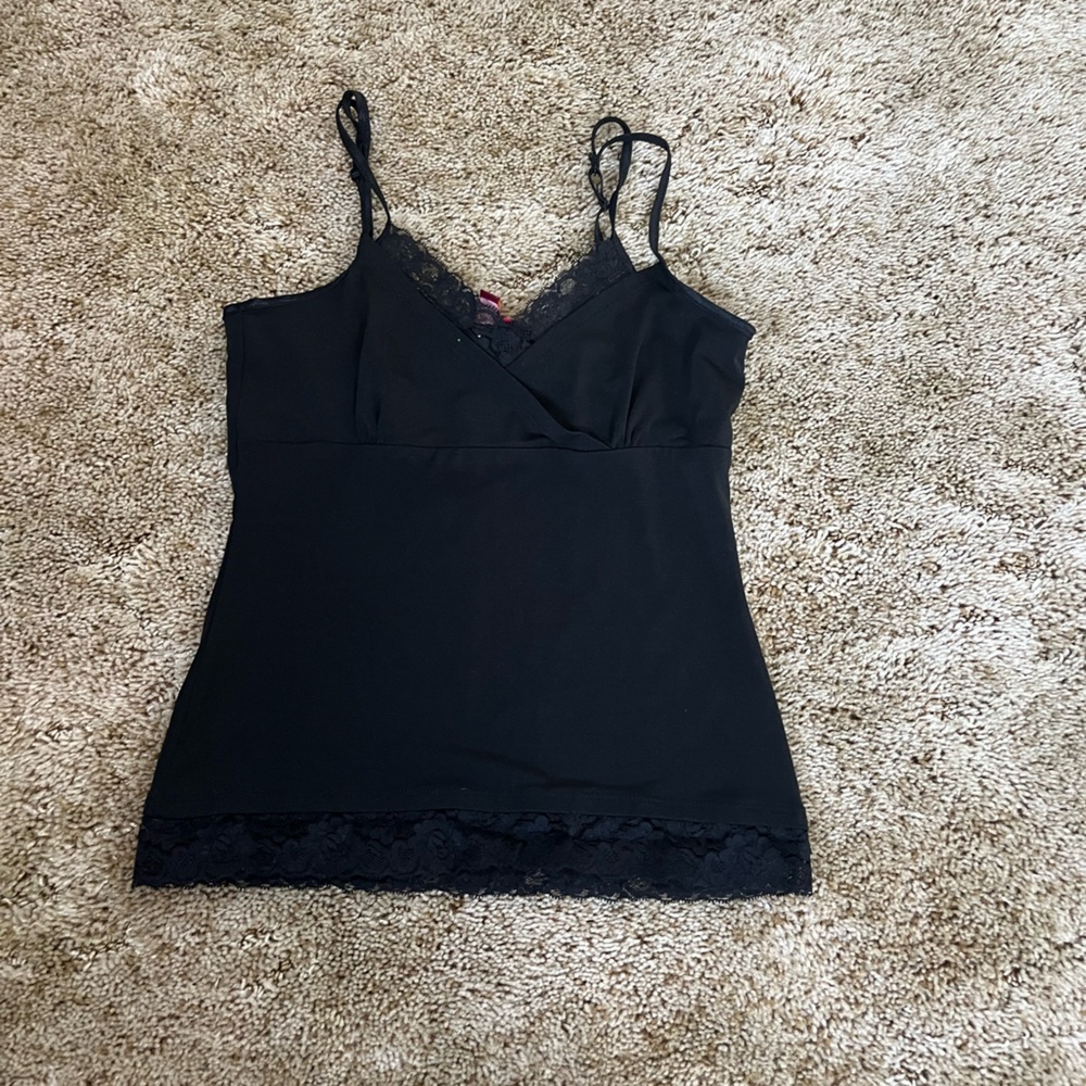 Y2K black lace tank